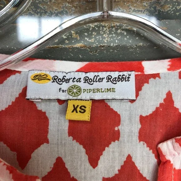 Roberta Roller Rabbit For Piperlime Kurta With Border Tunic Top Sz XS - Picture 7 of 12